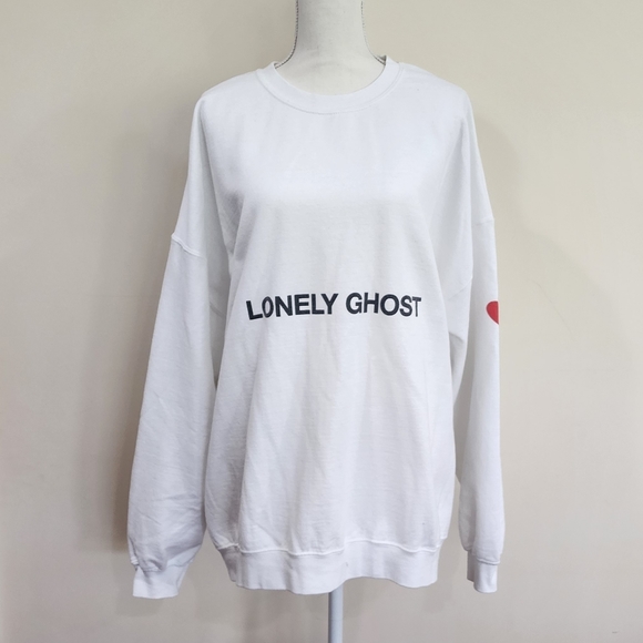 Lonely Ghost Heart On My Sleeve Crewneck Sweatshirt | White | XXXL - Picture 5 of 9